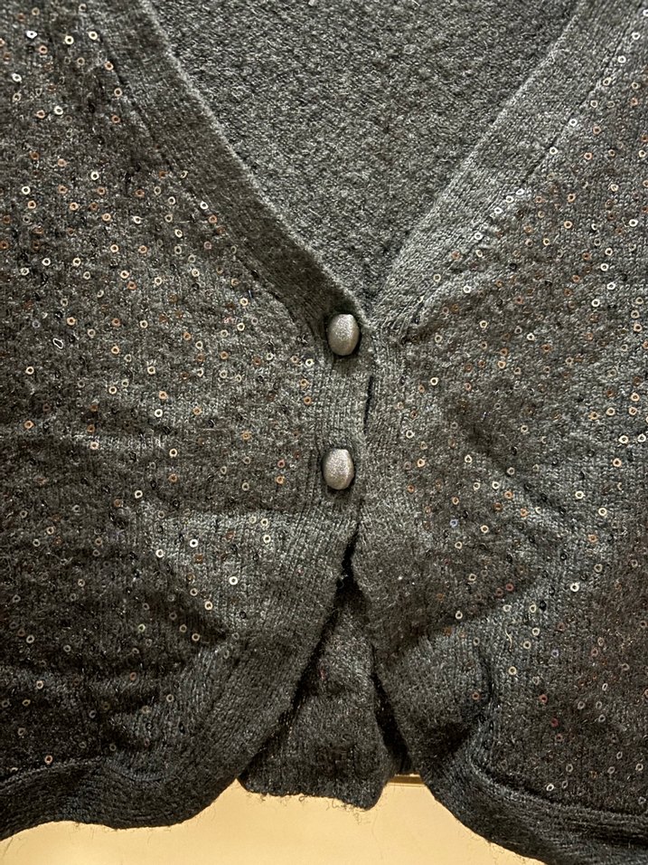 Düğmeli Siyah Mini Uzun Kollu bolero Hırka - Görsel 2