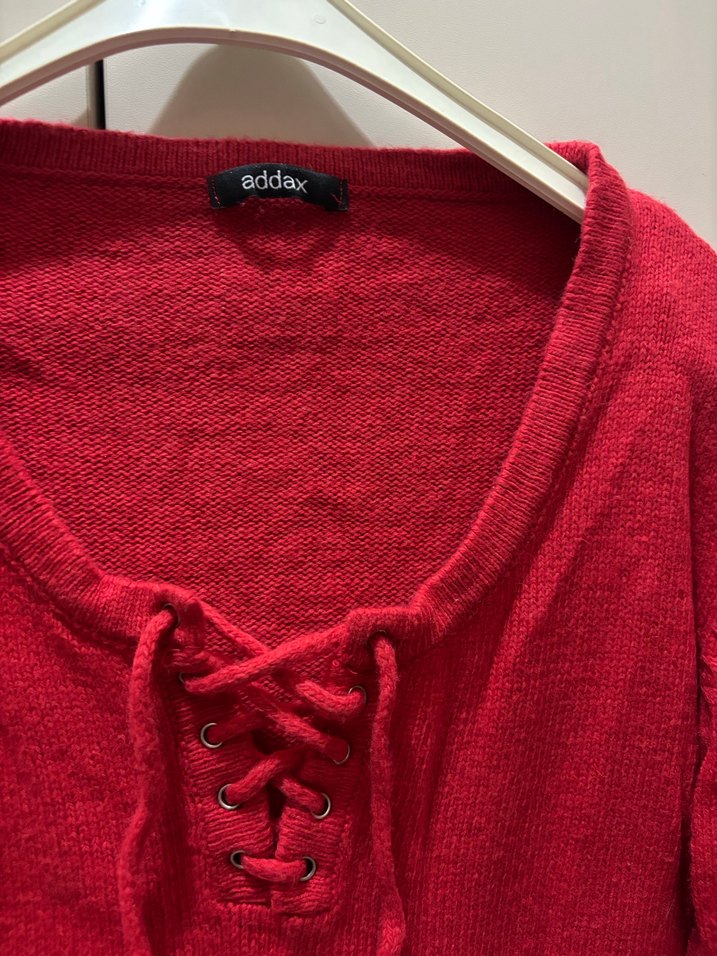 Kırmızı Triko Kadın Kazak - Görsel 2