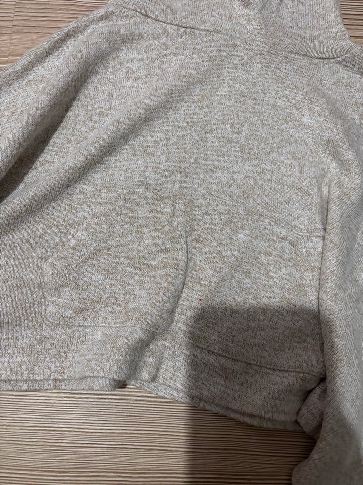 Kız Çocuk Gri Kapüşonlu Triko Panço - Görsel 2