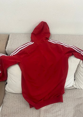 Kırmızı Kapüşonlu Adidas Sweatshirt - Görsel 4