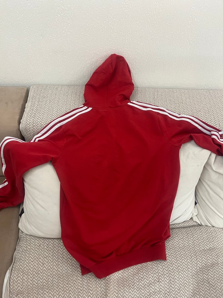 Kırmızı Kapüşonlu Adidas Sweatshirt - Görsel 4