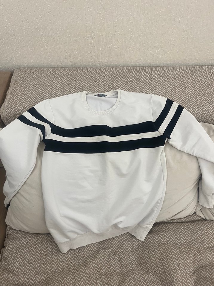 Beyaz Pamuklu Erkek Kazak - Görsel 3