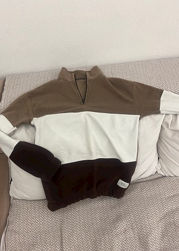 Kahverengi Yumuşak Kumaşlı Boğazlı Sweatshirt - Görsel 4
