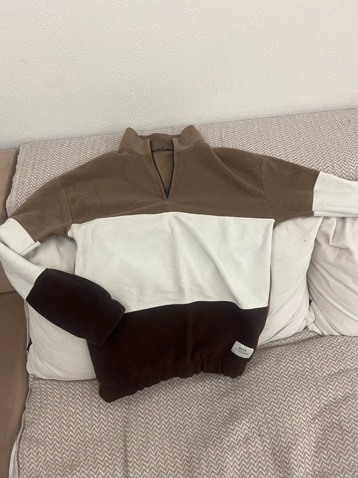 Kahverengi Yumuşak Kumaşlı Boğazlı Sweatshirt - Görsel 4