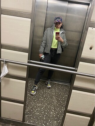 Bershka Gri Reflektör şişme mont
