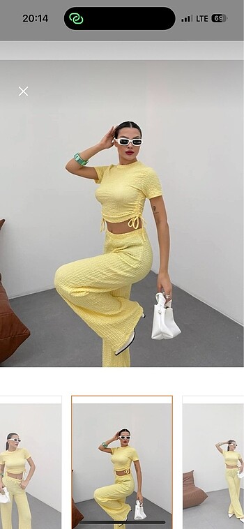 Butter yellow Gofre takım