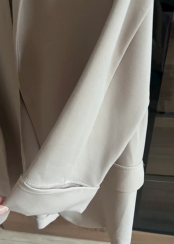 s Beden Bej Kadın Midi Blazer Ceket