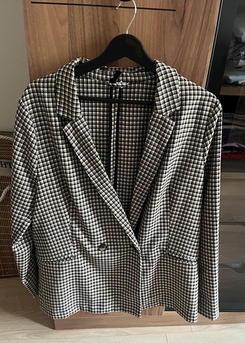 Kareli Midi Kadın Blazer Ceket