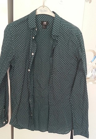 erkek gömlek H&M marka slim fit piantiyeli gömlek 