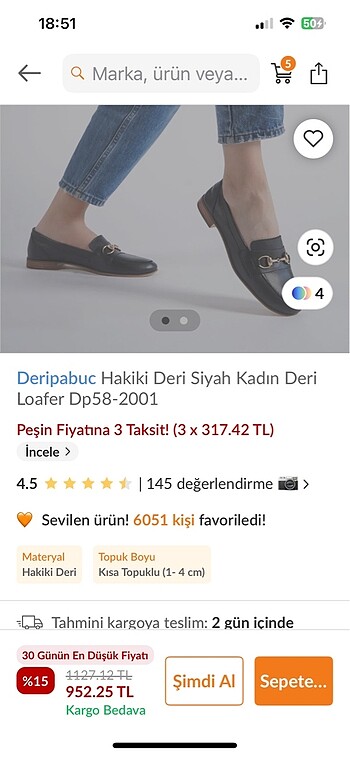 39 Beden Deri Loafer