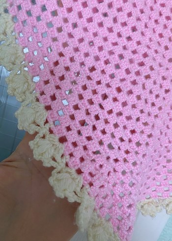 Dantel Detaylı Pembe Kız Çocuk Panço - Görsel 3