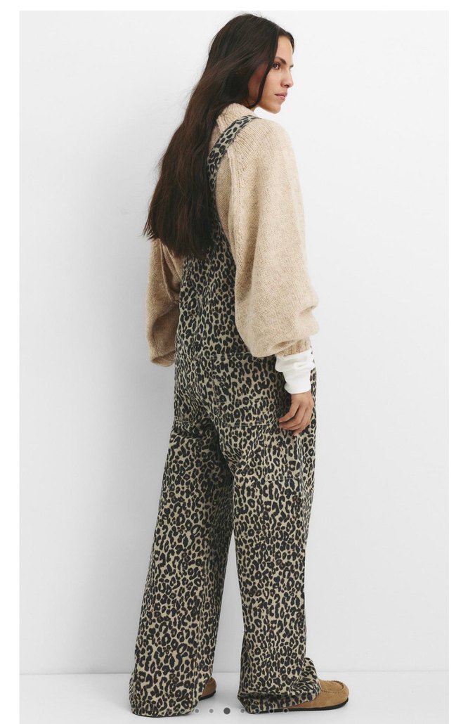 Leopar Desenli Carpenter Tulum salopet - Görsel 2