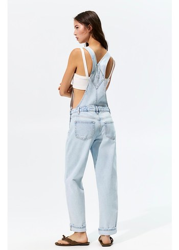 Kot denim salopet tulum - Görsel 2