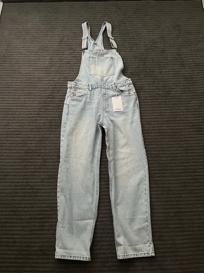 Kot denim salopet tulum - Görsel 3