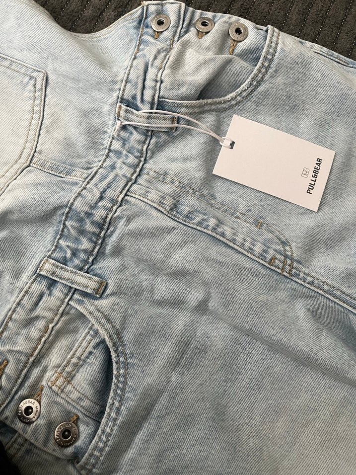 Kot denim salopet tulum - Görsel 5