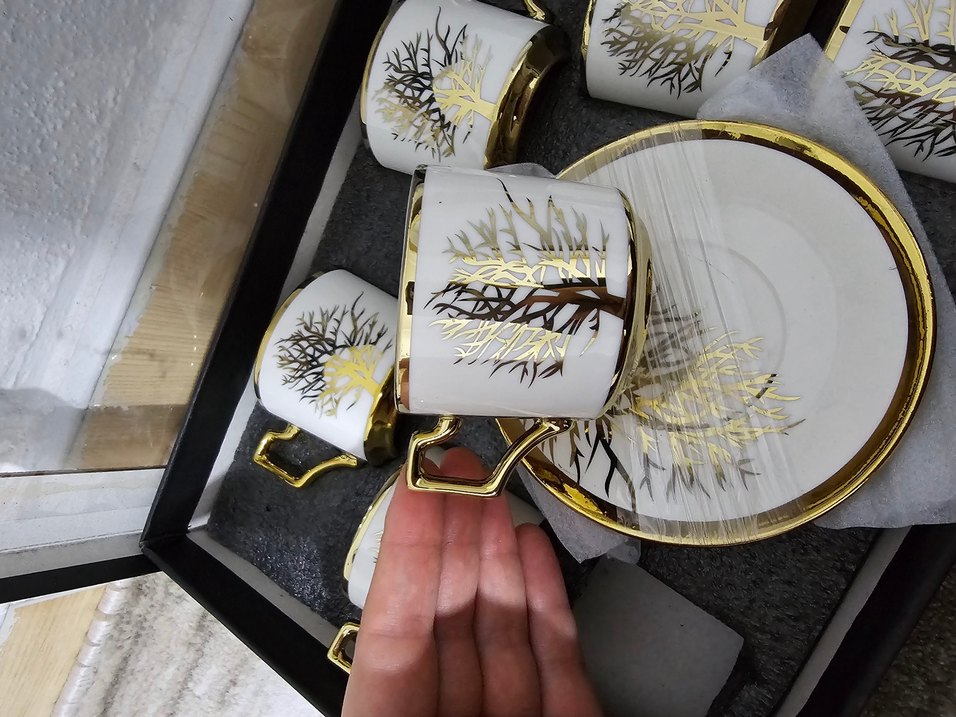 Altın Detaylı Beyaz Fincan Takımı - Görsel 2