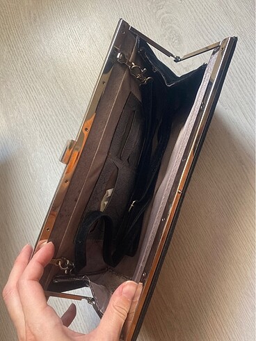 Siyah kadife clutch portföy el çantası - Görsel 3