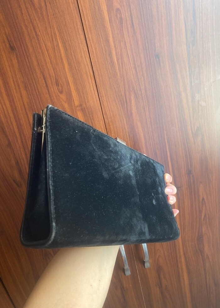 Siyah kadife clutch portföy el çantası - Görsel 2