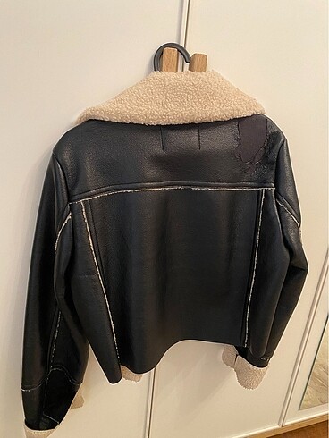 xs Beden siyah Renk Stradivarius suni yünlü deri ceket