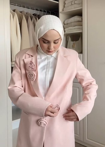 l Beden ahel tasarım Pembe Kemerli Midi Kadın Takım Elbise