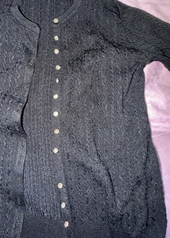 Zara- Siyah Düğmeli Midi Kadın Hırka - Görsel 4