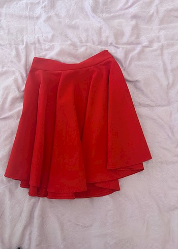 Kırmızı Volanlı Mini Etek - Görsel 2