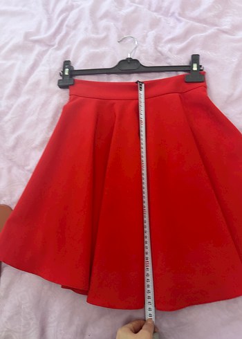 Kırmızı Volanlı Mini Etek - Görsel 4