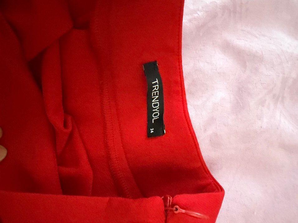 Kırmızı Volanlı Mini Etek - Görsel 3