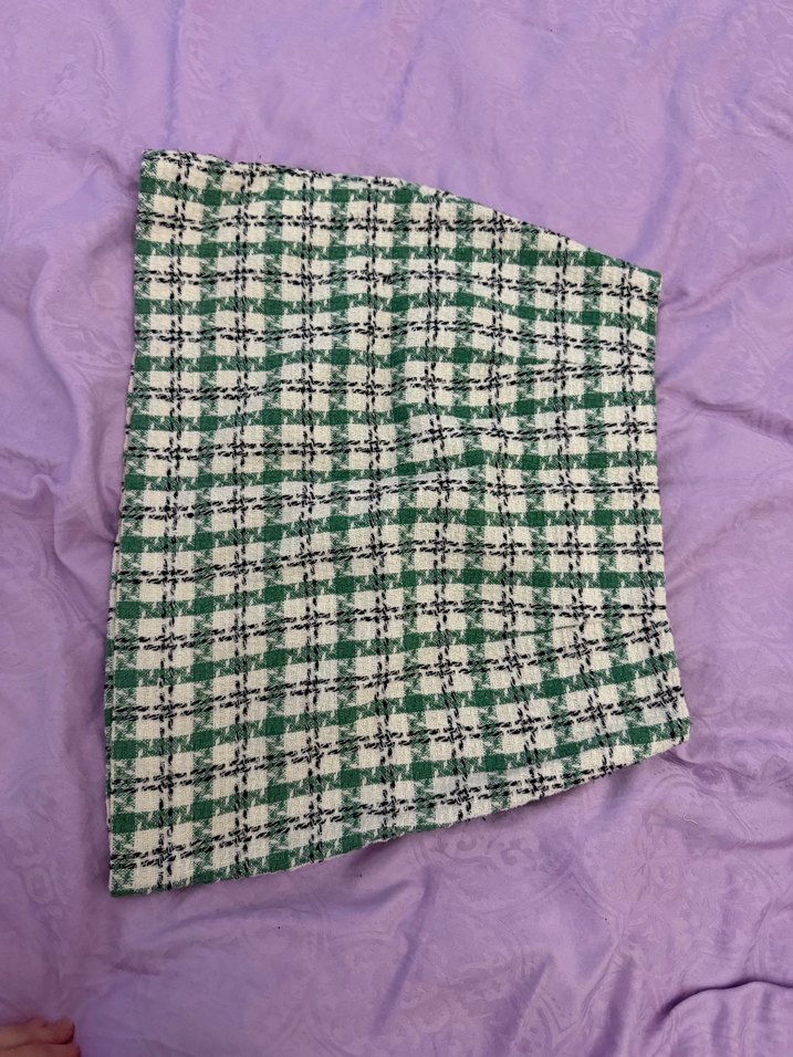 Düğmeli Yeşil Ekose Midi Etek - Görsel 3