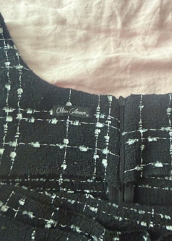 İnci Detaylı Siyah Midi Abiye Elbise - Görsel 3