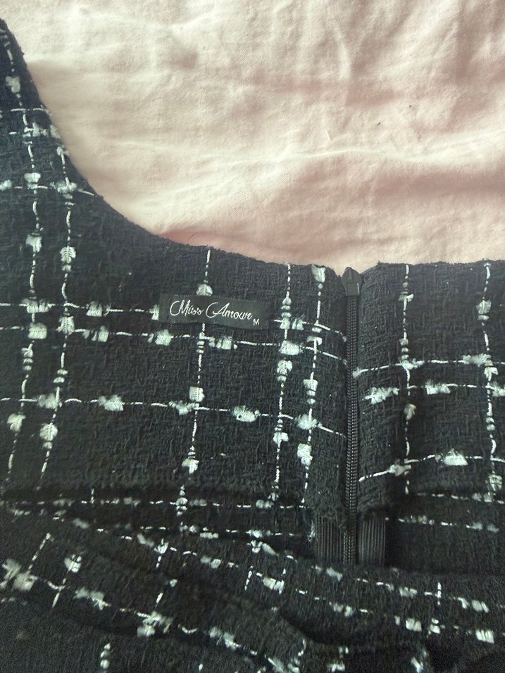 İnci Detaylı Siyah Midi Abiye Elbise - Görsel 3