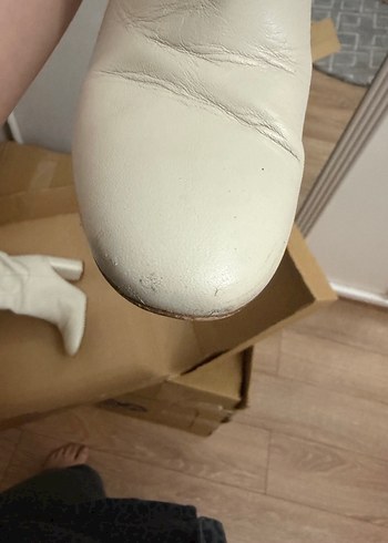 Zara Bej Deri Dizüstü Kadın Bot, Kalın Topuklu - Görsel 10