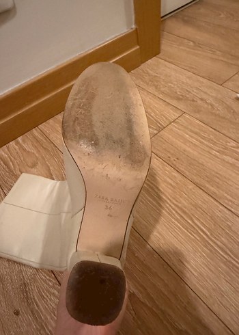 Zara Bej Deri Dizüstü Kadın Bot, Kalın Topuklu - Görsel 7