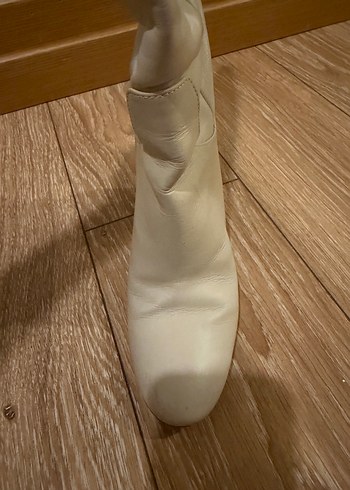 Zara Bej Deri Dizüstü Kadın Bot, Kalın Topuklu - Görsel 5