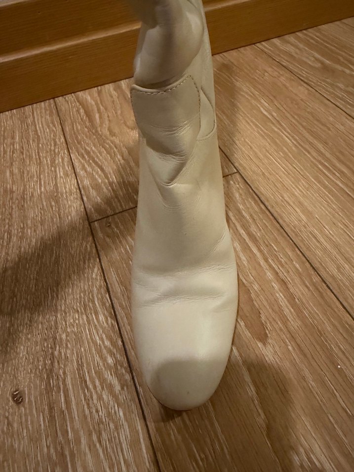 Zara Bej Deri Dizüstü Kadın Bot, Kalın Topuklu - Görsel 5