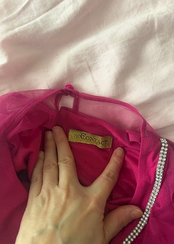 Pembe V Yakalı Drapeli Midi Abiye Elbise - Görsel 4