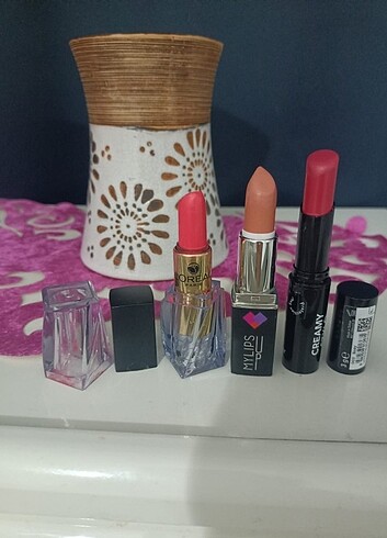 3 adet yeni ruj L'Oreal Flormar lykd marka