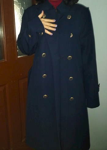 Lacivert Düğmeli Uzun palto - Görsel 4