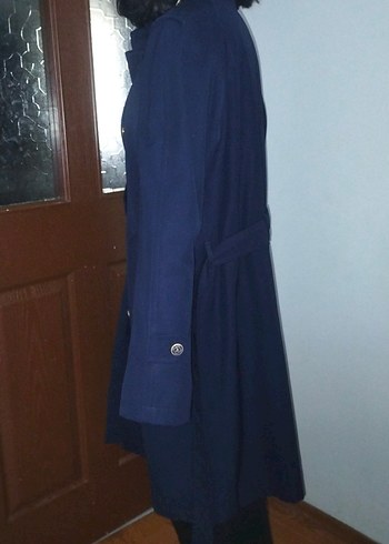 Lacivert Düğmeli Uzun palto - Görsel 2