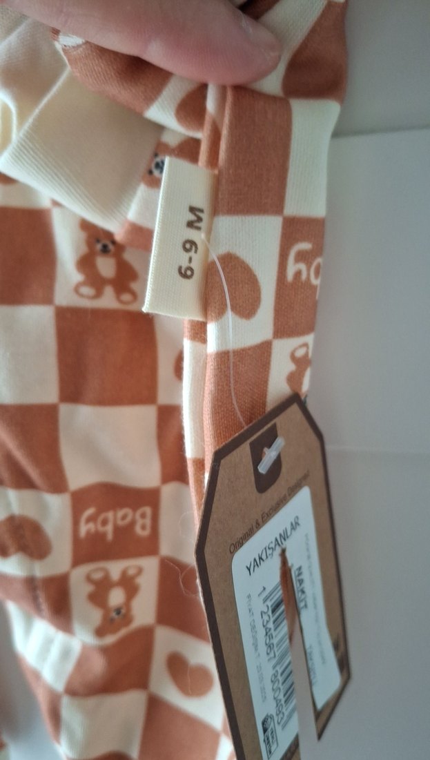 Uzun Kollu Kahverengi Bebek Tulum - Görsel 2