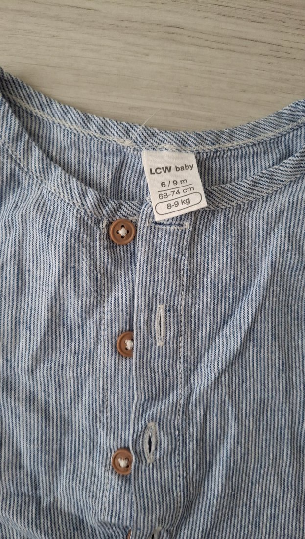 Gri Kolsuz Keten Erkek Bebek Tulum - Görsel 2