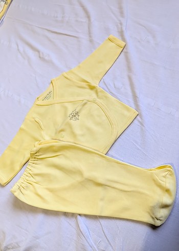 Sarı Pamuklu Bebek Takımı Uzun Kollu - Görsel 2