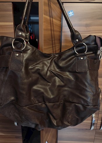 Vintage Kahverengi Deri Kadın Omuz Çantası - Görsel 3