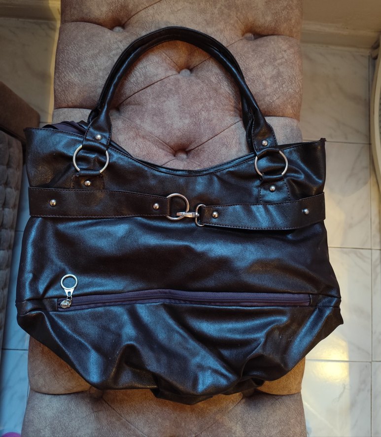 Vintage Kahverengi Deri Kadın Omuz Çantası - Görsel 2