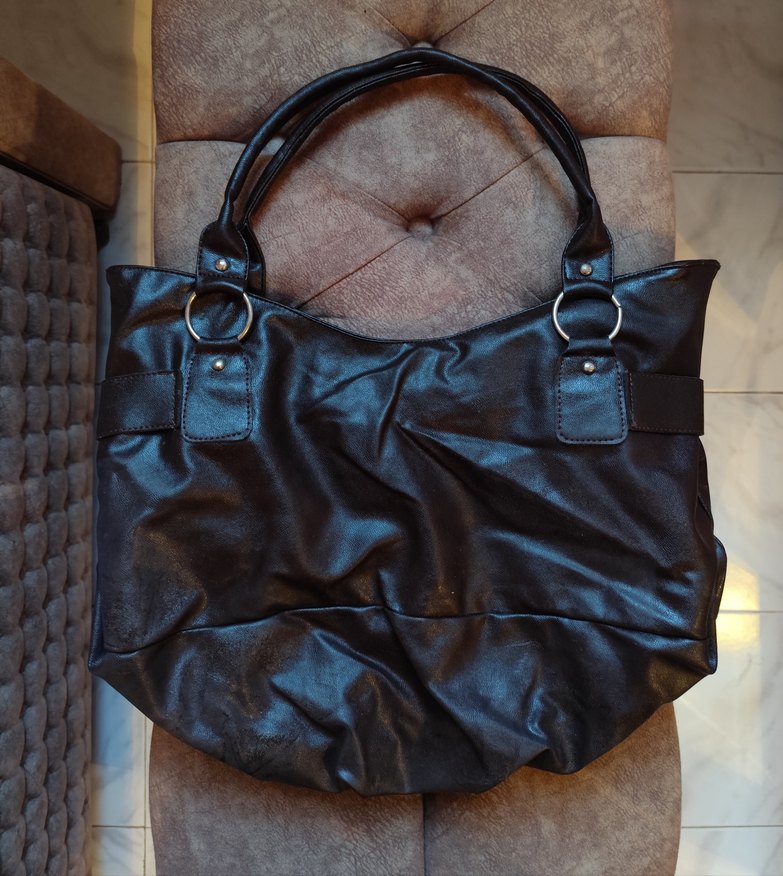 Vintage Kahverengi Deri Kadın Omuz Çantası - Görsel 4