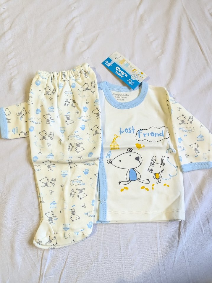 Pamuklu Uzun Kollu Bebek Takımı - Görsel 2