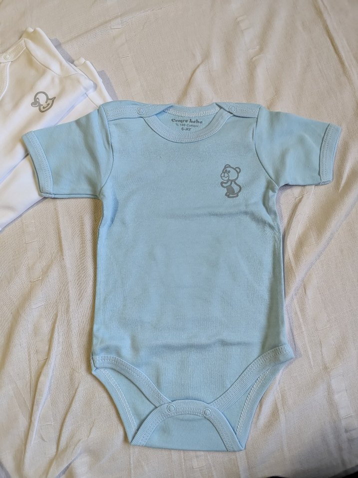 5 Adet 6 ay bebek Zıbın 2 sıfır kol 3 kısa kollu. *hediyeli - Görsel 2