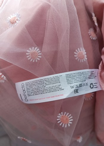 24-36 Ay Beden pembe Renk Pembe Nakışlı Kız Çocuk Elbisesi