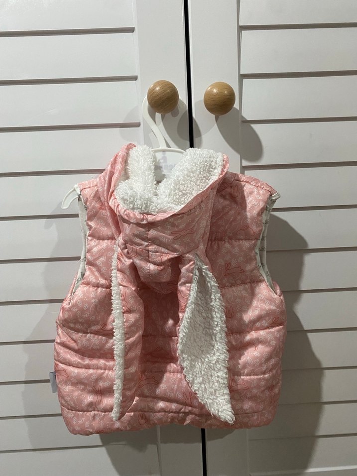 Nakışlı Pembe Kız Çocuk Kapüşonlu Yelek - Görsel 3