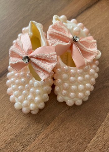 İnci Detaylı Pembe Bebek Ayakkabı - Görsel 3